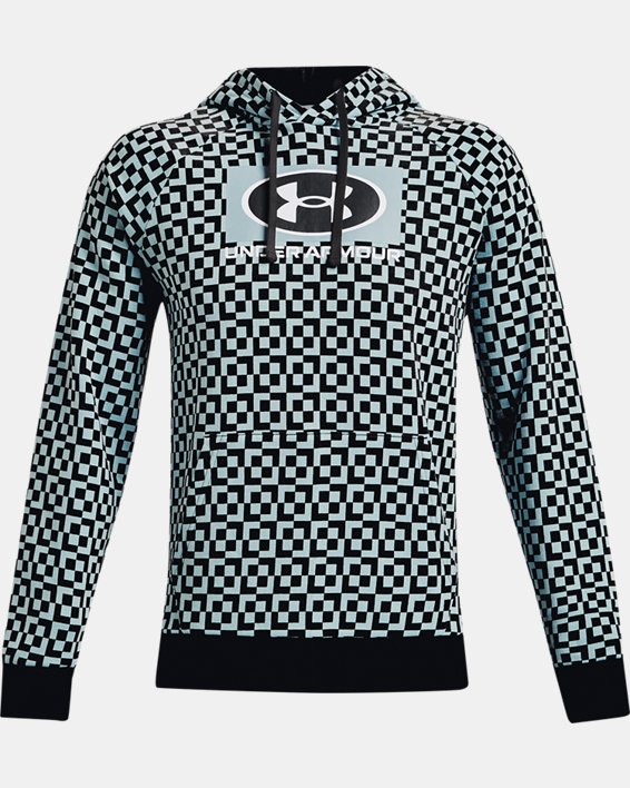 เสื้อฮู้ด UA Rival Fleece Geo Print สำหรับผู้ชาย, Blue, pdpMainDesktop image number 4